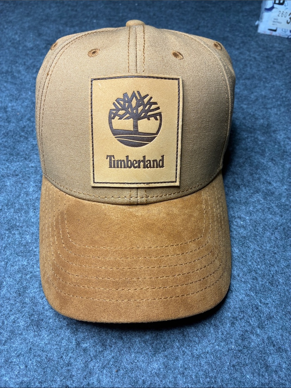Timberland Brown/Tan Leather Patch Baseball Cap